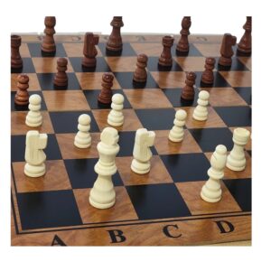 TABLERO AJEDREZ 3 EN 1 CON PIEZAS DE MADERA